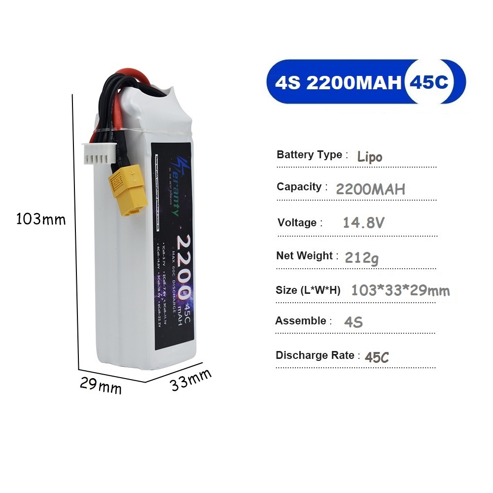 4S LiPo Battery 14.8V 1500mah  - Drone Battery Li-Ion recensie en prijs