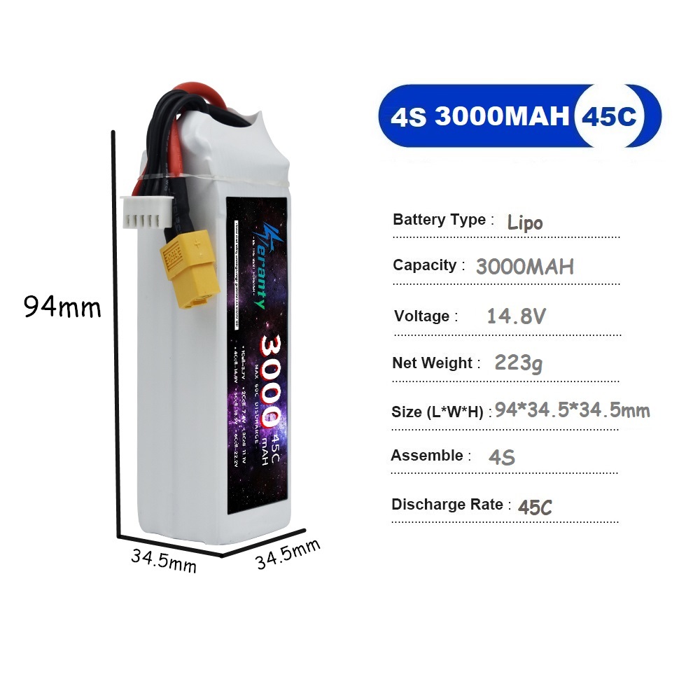 4S LiPo Battery 14.8V 1500mah  - Drone Battery Li-Ion recensie en prijs