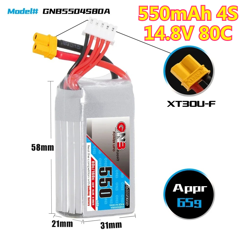 550mAh 4S 14.8V 80C with XT30  - Drone Battery 4S recensie en prijs
