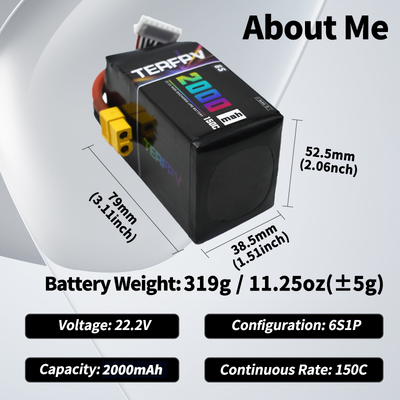 TERFPV 6S 22.2V 2000mAh 150C/3 - Drone Battery 6S recensie en prijs