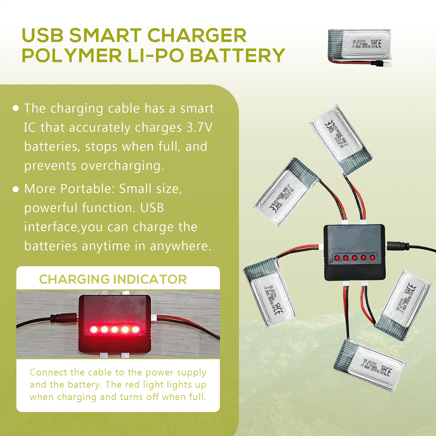 5Pcs 3.7V 500mAh LiPo Batterie - Drone Battery Balance Charger recensie en prijs